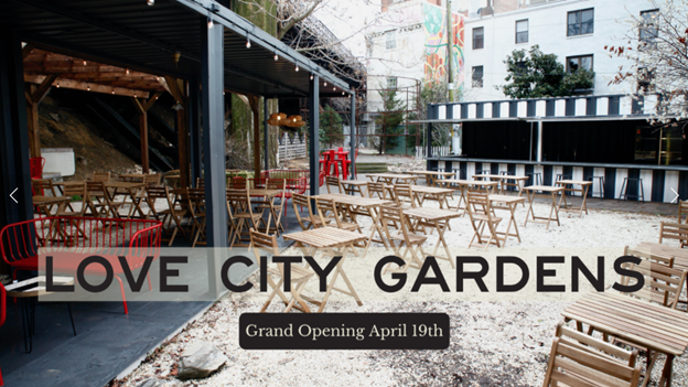 Love City Brewing Opens Outdoor Beer Garden; “Love City Gardens”